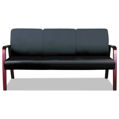 Image of Alera Reception Lounge Wl 3-seat Sofa, 65.75w X 26.13d X 33h, Black/mahogany