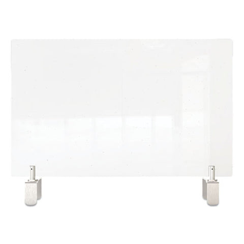 Image of Clear Partition Extender With Attached Clamp, 29 X 3.88 X 18, Thermoplastic Sheeting