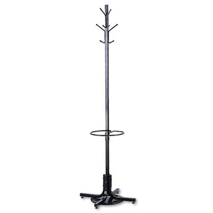 Metal Costumer W/umbrella Holder, Four Ball-tipped Double-hooks, 21w X 21d X 70h, Black