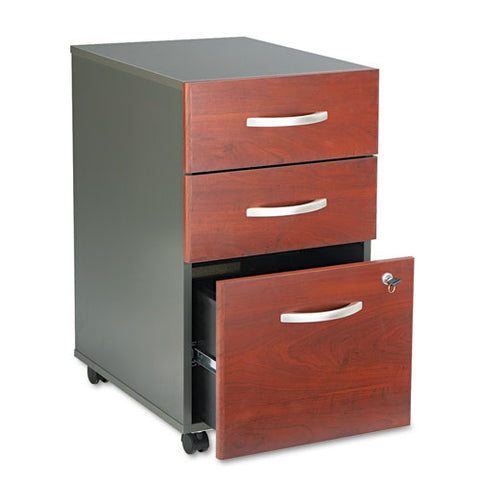 Image of Series C Collection 3 Drawer Mobile Pedestal (assembled), 15.75w X 20.25d X 27.88h, Hansen Cherry