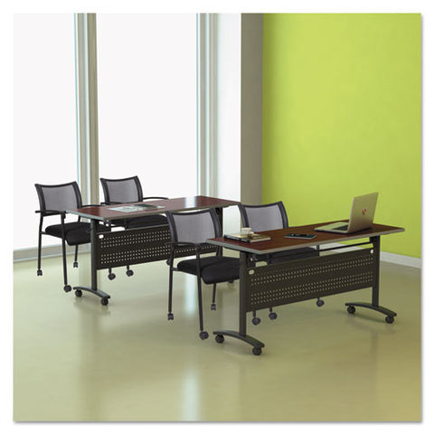 Image of Alera Eikon Series Stacking Mesh Guest Chair, Black Seat/black Back, Black Base, 2/carton