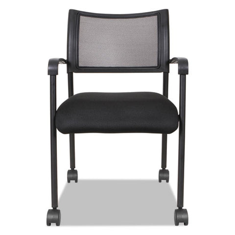 Image of Alera Eikon Series Stacking Mesh Guest Chair, Black Seat/black Back, Black Base, 2/carton