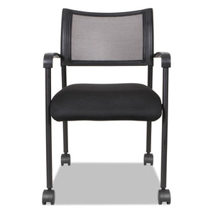 Alera Eikon Series Stacking Mesh Guest Chair, Black Seat/black Back, Black Base, 2/carton