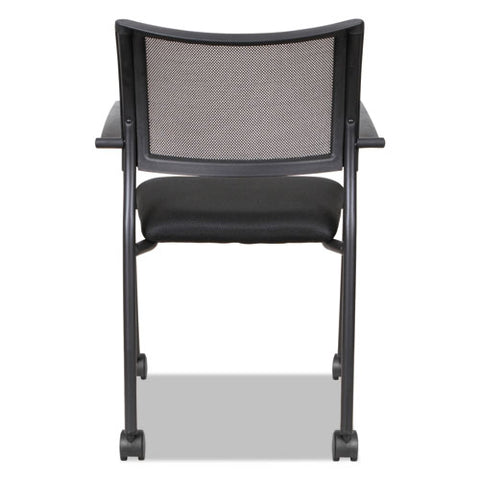 Image of Alera Eikon Series Stacking Mesh Guest Chair, Black Seat/black Back, Black Base, 2/carton