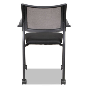 Alera Eikon Series Stacking Mesh Guest Chair, Black Seat/black Back, Black Base, 2/carton