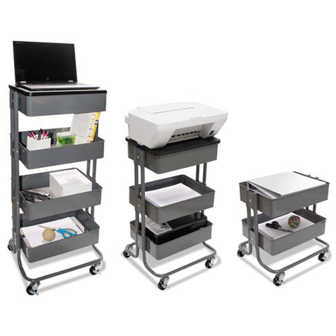 Image of Multi-use Storage Cart/stand-up Workstation, 15.25w X 11.25d X 18.5 To 39h, Gray