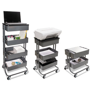 Multi-use Storage Cart/stand-up Workstation, 15.25w X 11.25d X 18.5 To 39h, Gray