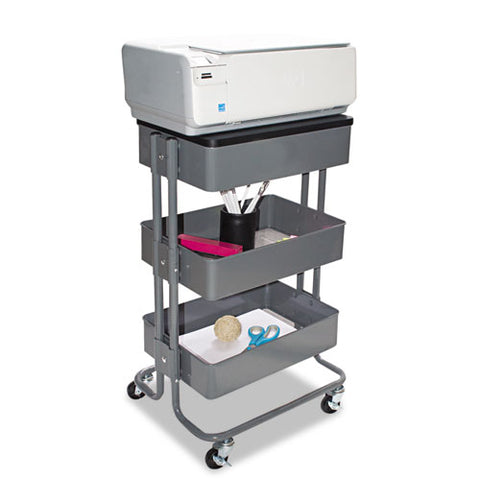 Image of Multi-use Storage Cart/stand-up Workstation, 15.25w X 11.25d X 18.5 To 39h, Gray