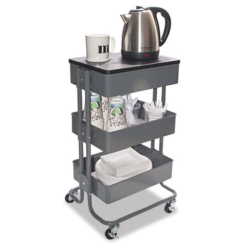 Image of Multi-use Storage Cart/stand-up Workstation, 15.25w X 11.25d X 18.5 To 39h, Gray