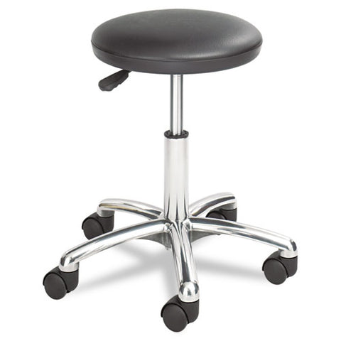 Image of Height-adjustable Lab Stool, 21" Seat Height, Supports Up To 250 Lbs., Black Seat/black Back, Chrome Base