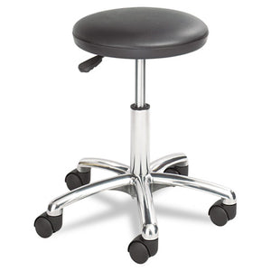 Height-adjustable Lab Stool, 21" Seat Height, Supports Up To 250 Lbs., Black Seat/black Back, Chrome Base