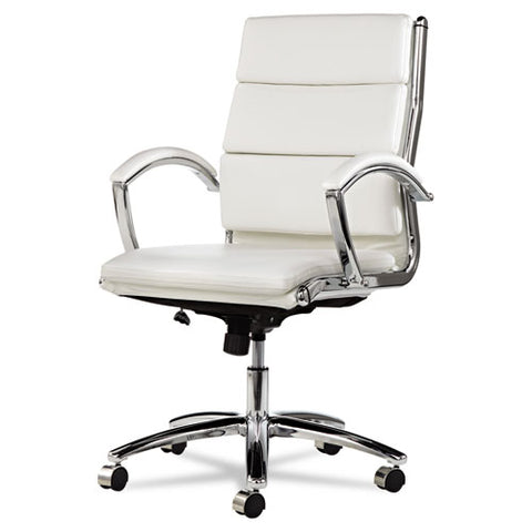 Image of Alera Neratoli Mid-back Slim Profile Chair, Supports Up To 275 Lbs, White Seat/white Back, Chrome Base