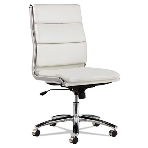 Image of Alera Neratoli Mid-back Slim Profile Chair, Supports Up To 275 Lbs, White Seat/white Back, Chrome Base