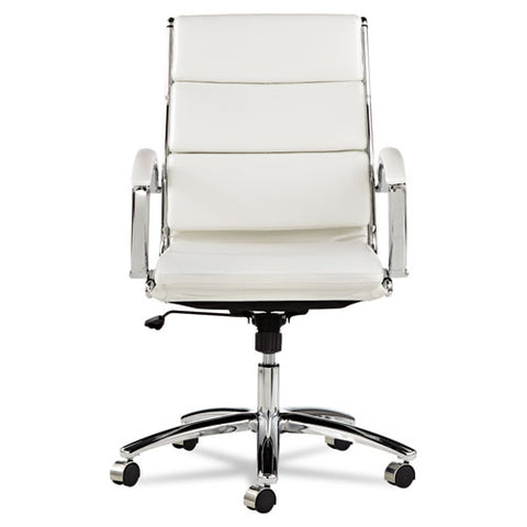 Image of Alera Neratoli Mid-back Slim Profile Chair, Supports Up To 275 Lbs, White Seat/white Back, Chrome Base