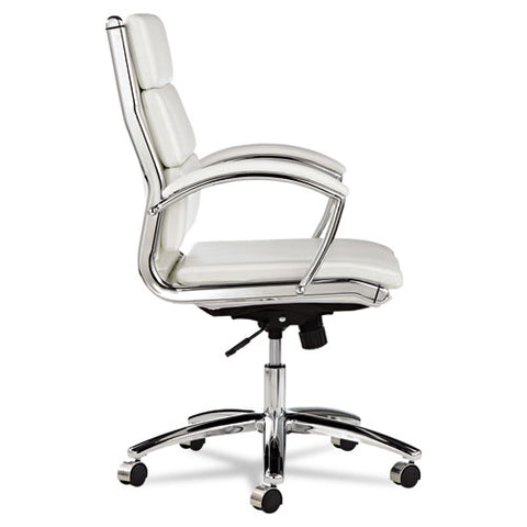 Image of Alera Neratoli Mid-back Slim Profile Chair, Supports Up To 275 Lbs, White Seat/white Back, Chrome Base