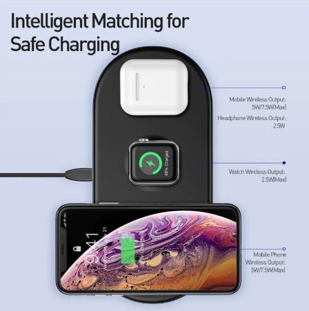 Image of * 3-in-1 Wireless Charger For Apple Watch, AirPods &  iPhone X XS MAX XR 8 Fast Full Load