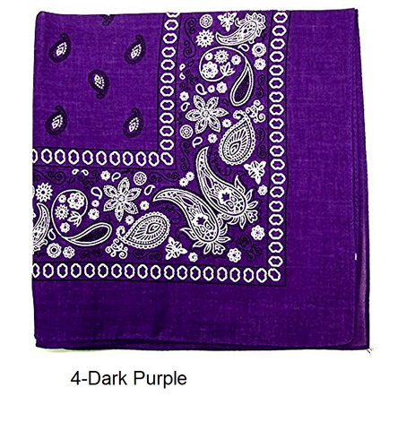 Image of * 100% High Quality Cotton Paisley & Plain Bandanas Assorted Colors (12 Piece Set)