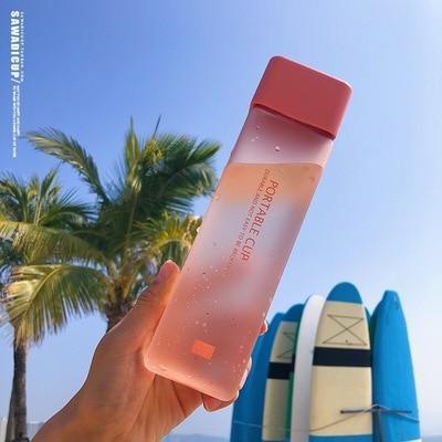 Image of * 500ml Cute New Square Water Bottles with Strap for Hiking Workout/Sports