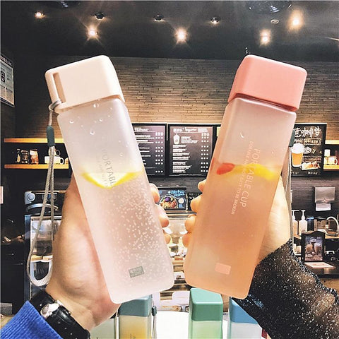 Image of * 500ml Cute New Square Water Bottles with Strap for Hiking Workout/Sports