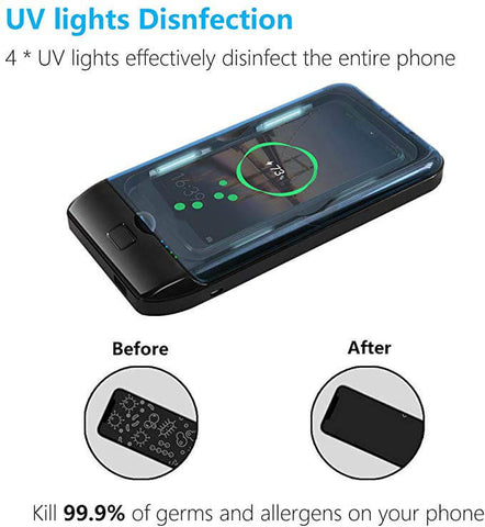 Image of * Good Treasures 2-in-1 UV Portable Cell Phone Sanitizer Case and Charger for Mobile Phone Disinfection and Sterilization (iPhone and Android Compatible)