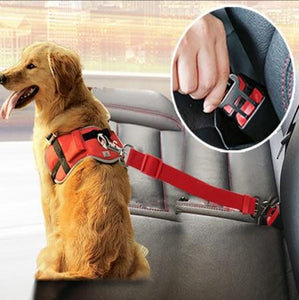 * Pet Travel Car Seat Safety Belt for Dogs and Cats - Adjustable Leash Harness (10 Colors)