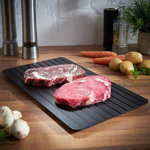 Image of * AMAZING Super Fast Defrosting Frozen Food Thawing Tray for Frozen Food, Steaks, Fish, Meats, Fruit - Dishwasher Safe