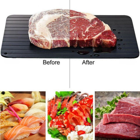 Image of * AMAZING Super Fast Defrosting Frozen Food Thawing Tray for Frozen Food, Steaks, Fish, Meats, Fruit - Dishwasher Safe