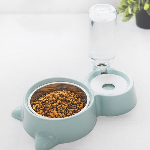 Image of * Automatic Pet Food Feeder Bowl & Drinking Water Fountain For Cats Dogs