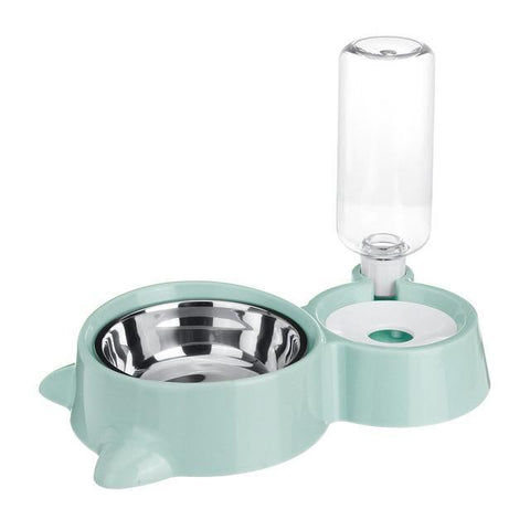 Image of * Automatic Pet Food Feeder Bowl & Drinking Water Fountain For Cats Dogs