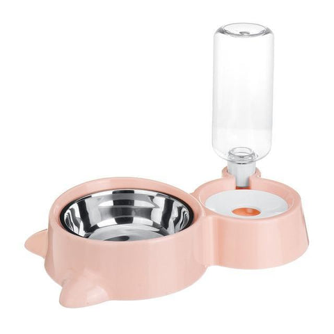 Image of * Automatic Pet Food Feeder Bowl & Drinking Water Fountain For Cats Dogs