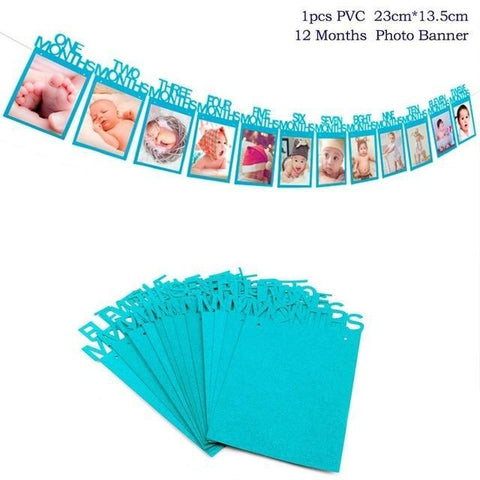 Image of * Baby Milestone -1st Birthday Banner Flag and Monthly Photo Holder