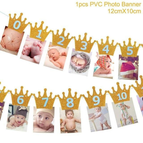 Image of * Baby Milestone -1st Birthday Banner Flag and Monthly Photo Holder