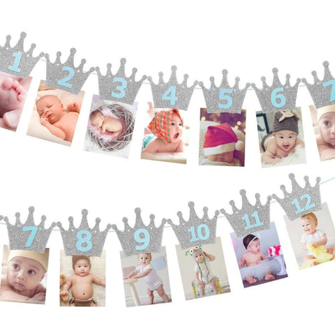 Image of * Baby Milestone -1st Birthday Banner Flag and Monthly Photo Holder