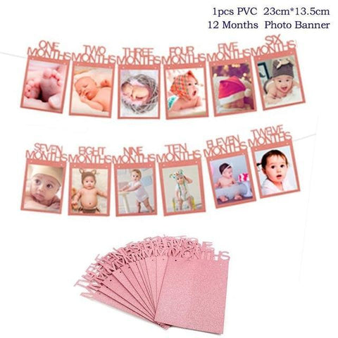 Image of * Baby Milestone -1st Birthday Banner Flag and Monthly Photo Holder