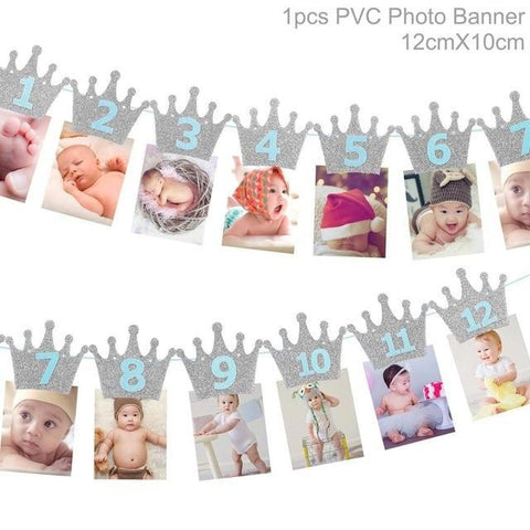 Image of * Baby Milestone -1st Birthday Banner Flag and Monthly Photo Holder