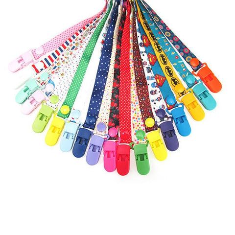 Image of * Baby Pacifier Clip Chain Ribbon Holder with Leash Strap & Nipple Holder for Infant