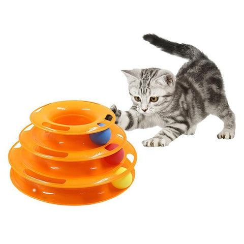 Image of * Three Levels Rollerball Cat Play Tower for Cats and Kittens