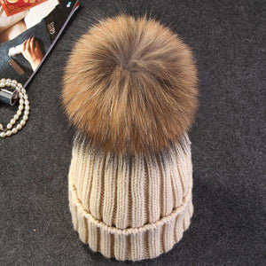 * BEST SELLING Women Beanie Hat with Fur Top for Autumn & Winter Seasons