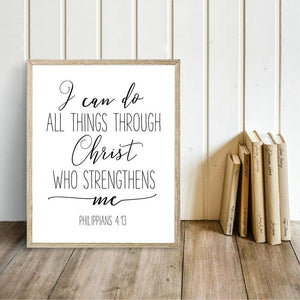 * Christian Canvas Wall Art Painting - Bible Verse Philippians 4:13