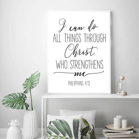 Image of * Christian Canvas Wall Art Painting - Bible Verse Philippians 4:13