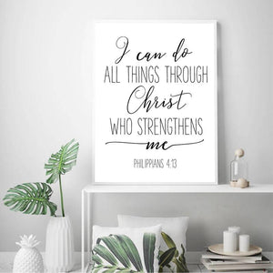 * Christian Canvas Wall Art Painting - Bible Verse Philippians 4:13