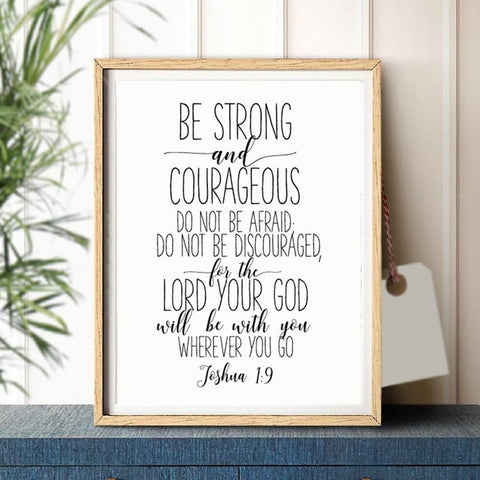 Image of * Christian Wall Art Canvas Painting - Bible Verse Joshua 1:9