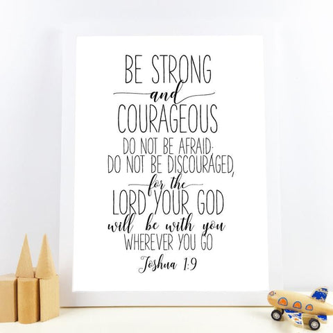 Image of * Christian Wall Art Canvas Painting - Bible Verse Joshua 1:9