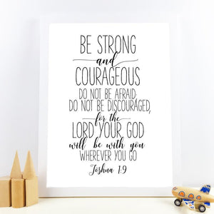 * Christian Wall Art Canvas Painting - Bible Verse Joshua 1:9