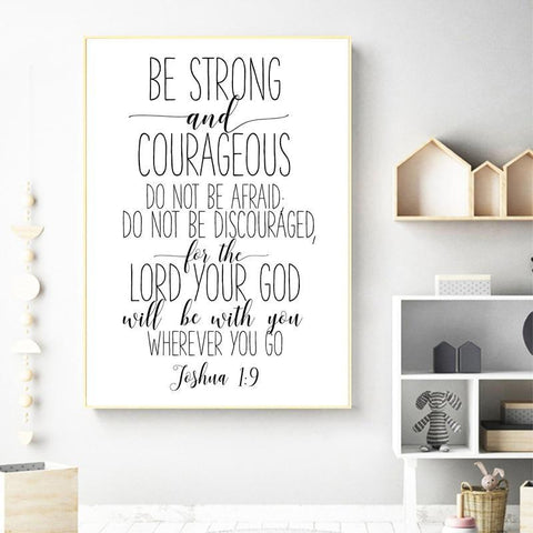 Image of * Christian Wall Art Canvas Painting - Bible Verse Joshua 1:9