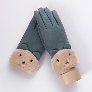 * Female Winter Lace Cashmere Warm Touch Screen Driving Gloves