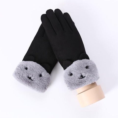 Image of * Female Winter Lace Cashmere Warm Touch Screen Driving Gloves