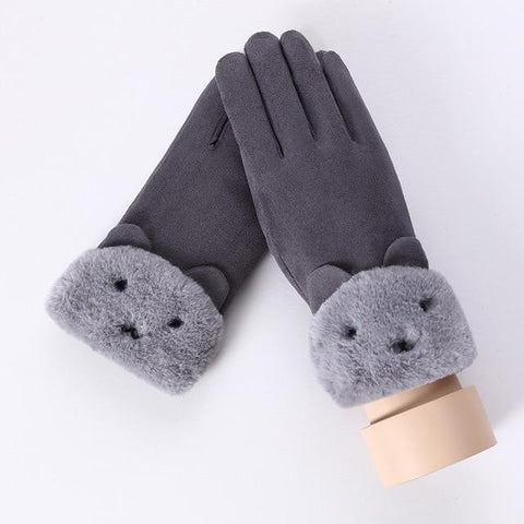 Image of * Female Winter Lace Cashmere Warm Touch Screen Driving Gloves