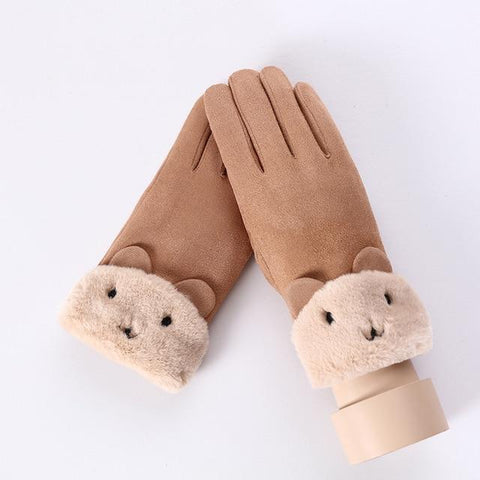 Image of * Female Winter Lace Cashmere Warm Touch Screen Driving Gloves