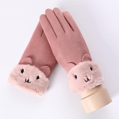 Image of * Female Winter Lace Cashmere Warm Touch Screen Driving Gloves